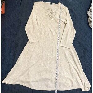 Torrid Womens Size 2 Oatmeal Lattice Sweater Knit Strappy Skater Dress V-neck